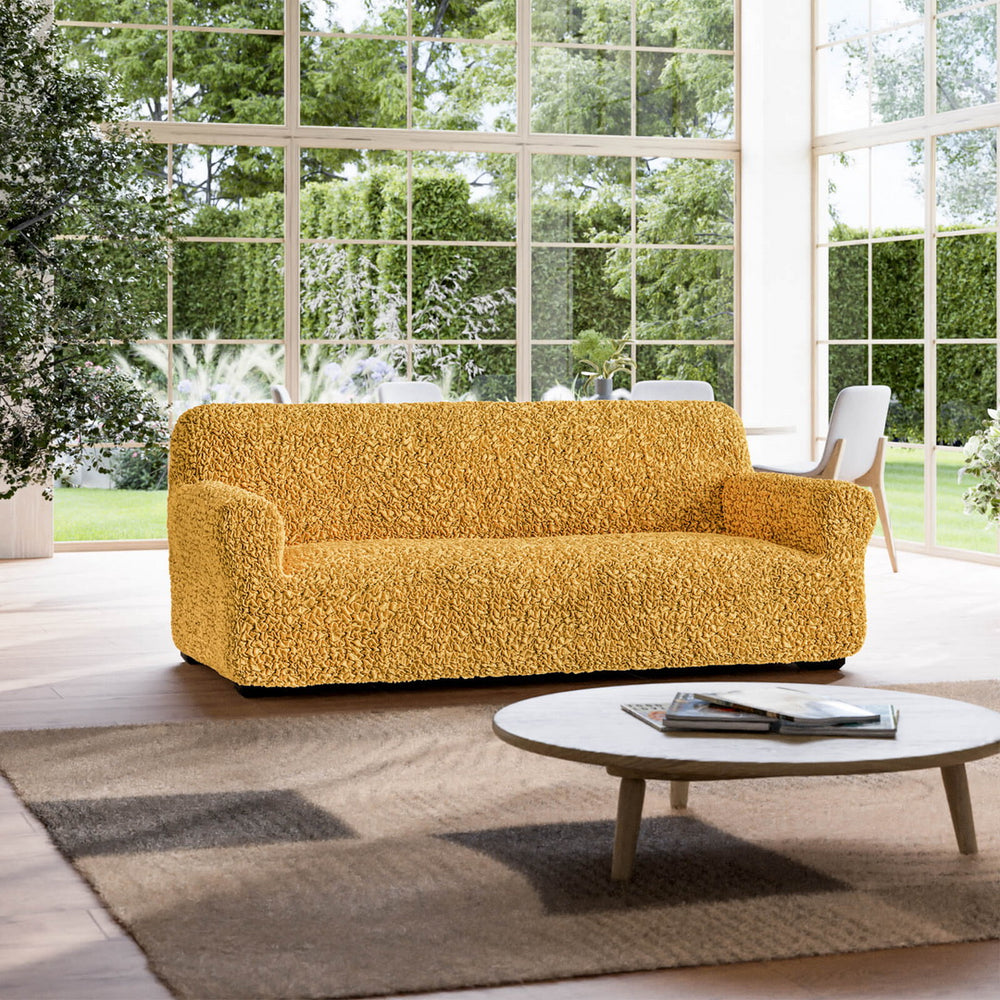 Algodon Organico - Funda Sofa 3 cuerpos Mostaza