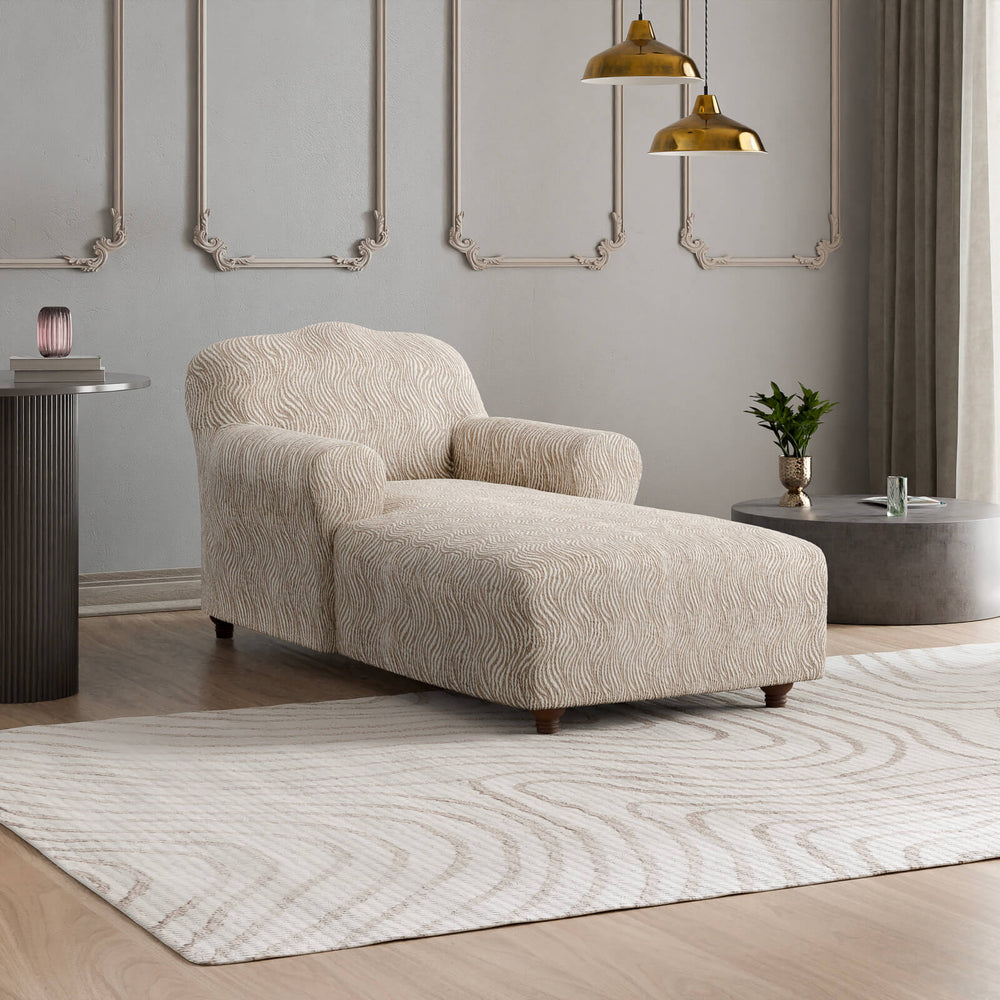 Jacquard 3D - Funda Chaise Lounge Beige Vento