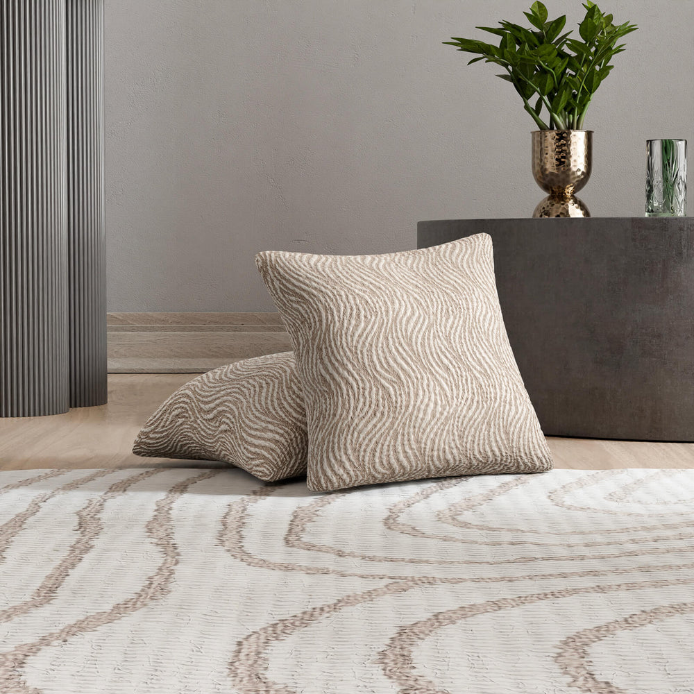 Jacquard 3D - 2 Fundas Cojines Beige Vento