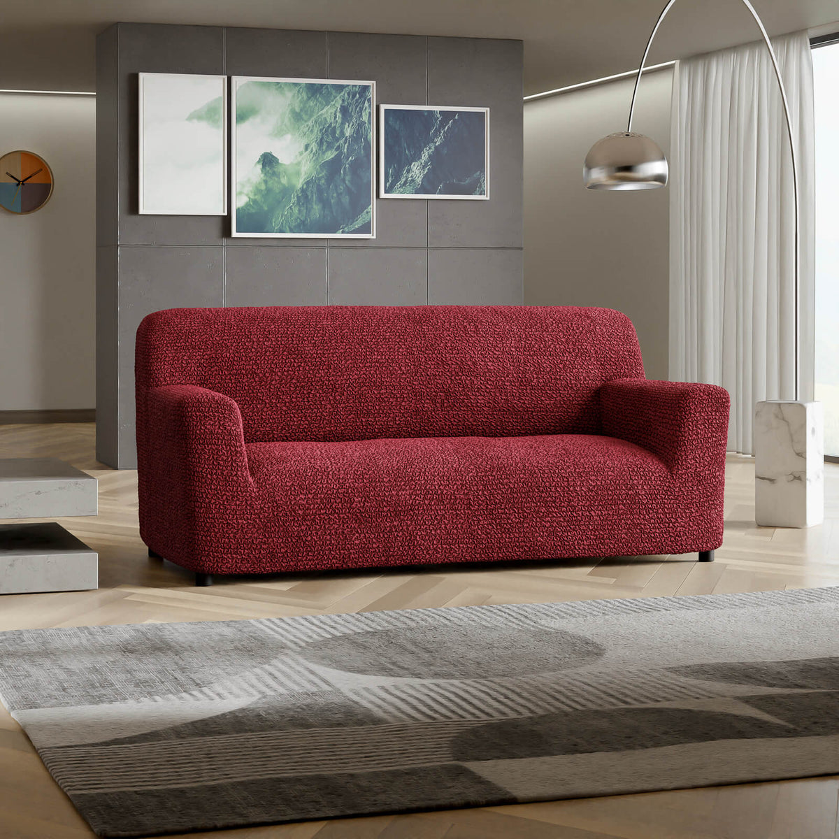 Microfibra - Funda Sofa 3 cuerpos Bordeaux