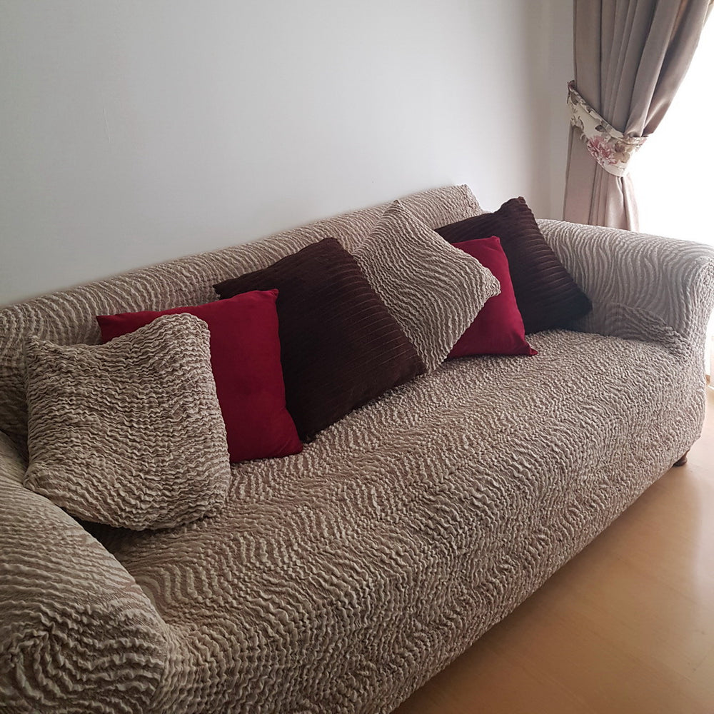 Jacquard 3D - Funda Sofa 3 cuerpos Beige Vento