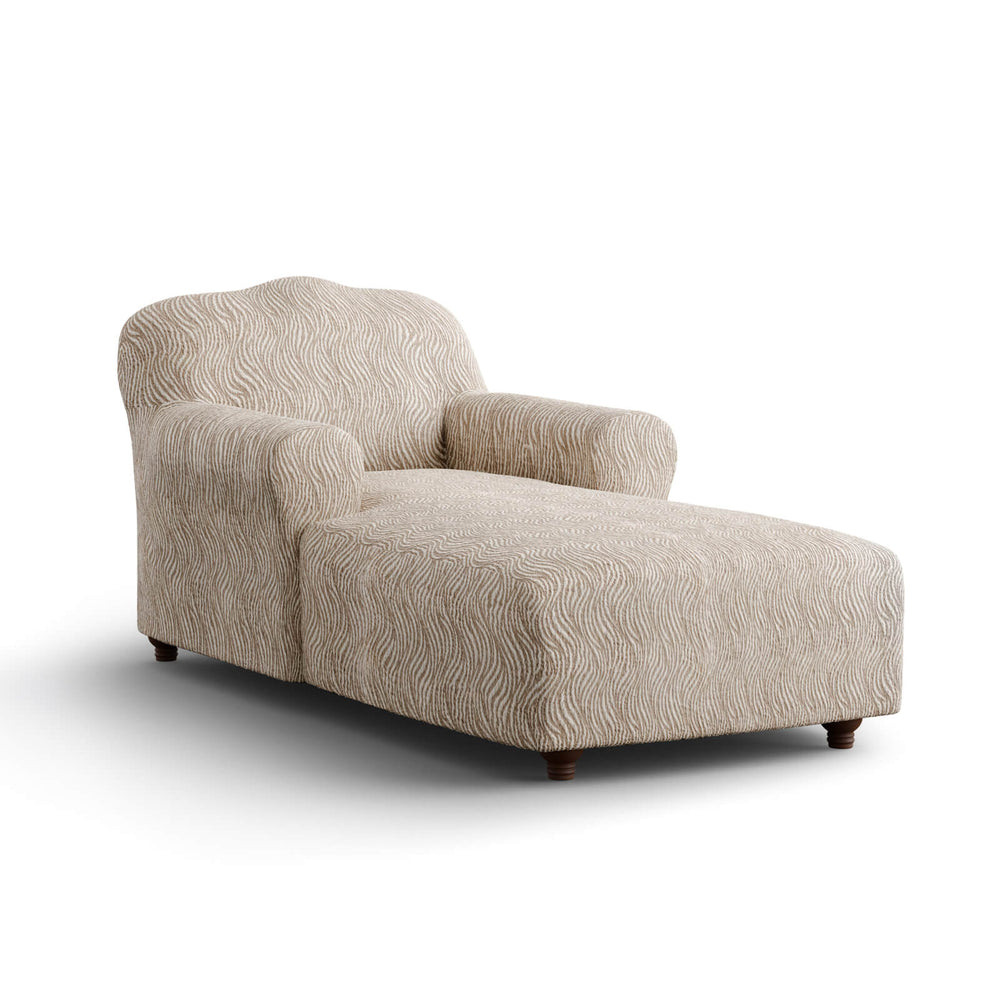 Jacquard 3D - Funda Chaise Lounge Beige Vento