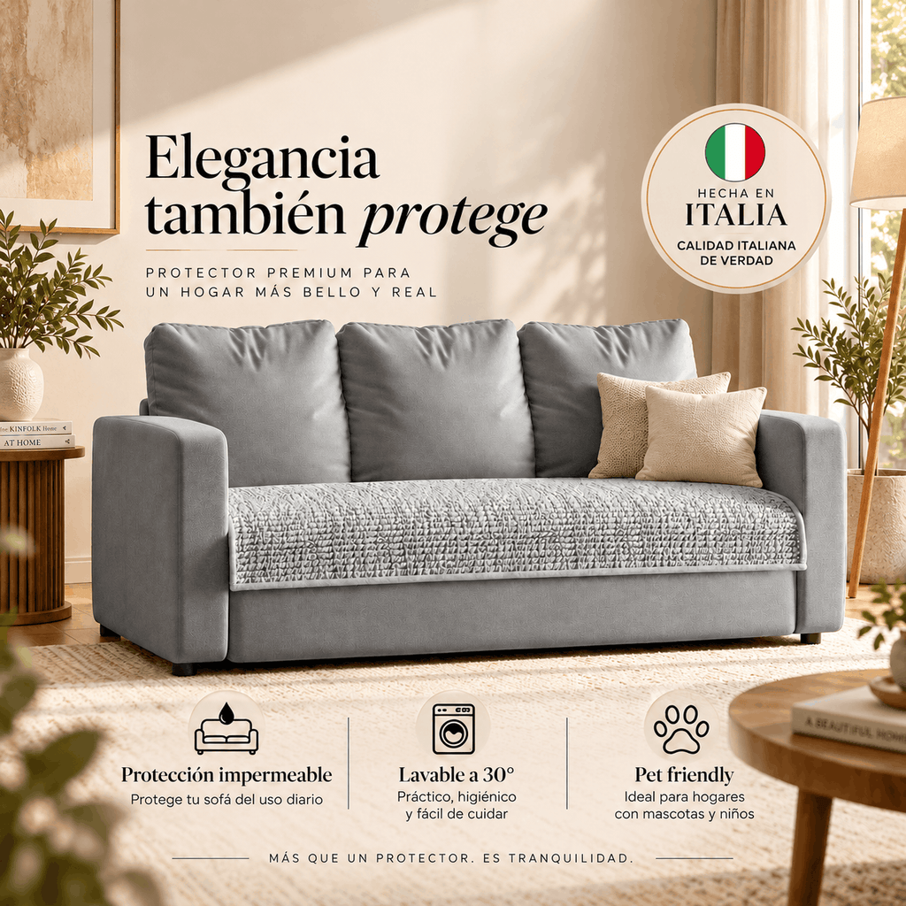 Microfibra - Protector Impermeable para Sofa 3 cuerpos Pearl