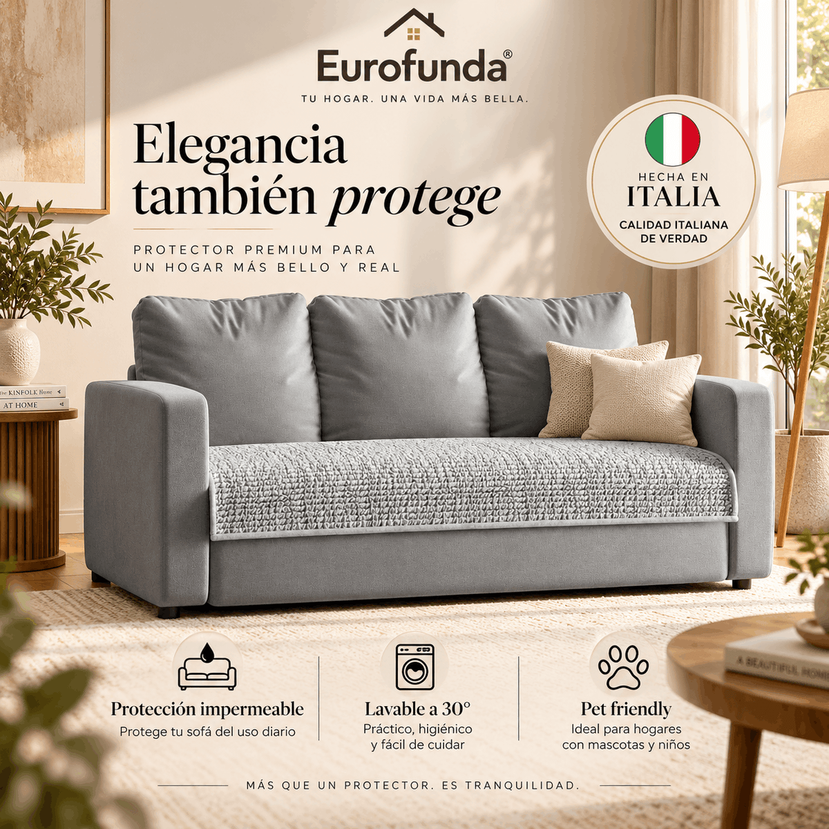 Protector Impermeable para Sofa 3 cuerpos Pearl