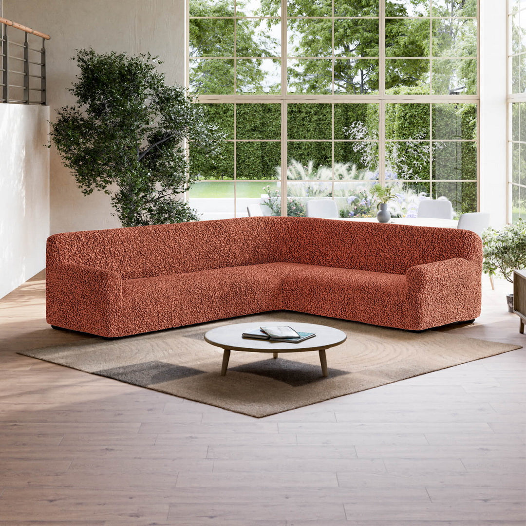 Algodon Organico - Funda Sofa Esquinero Terracota
