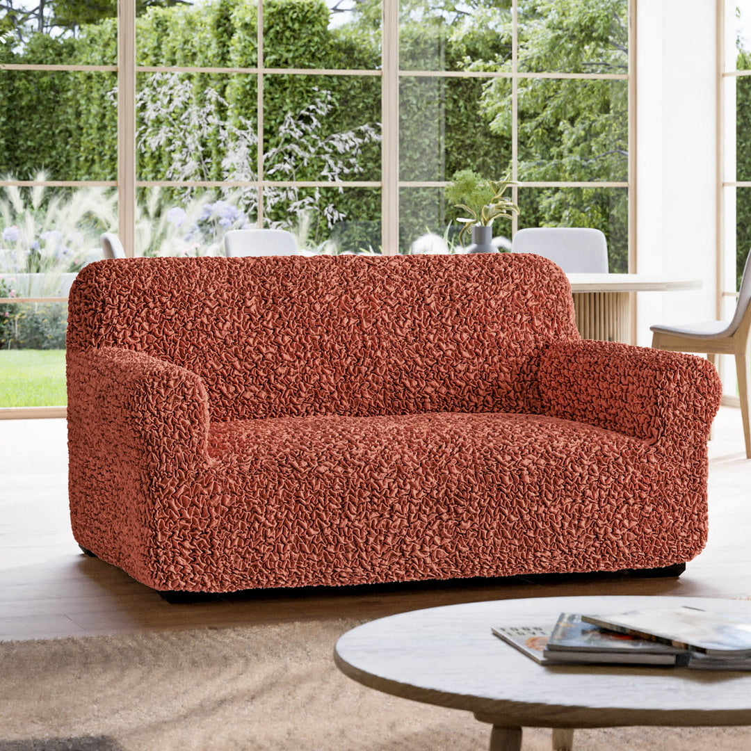 Algodon Organico - Funda Sofa 2 cuerpos Terracota