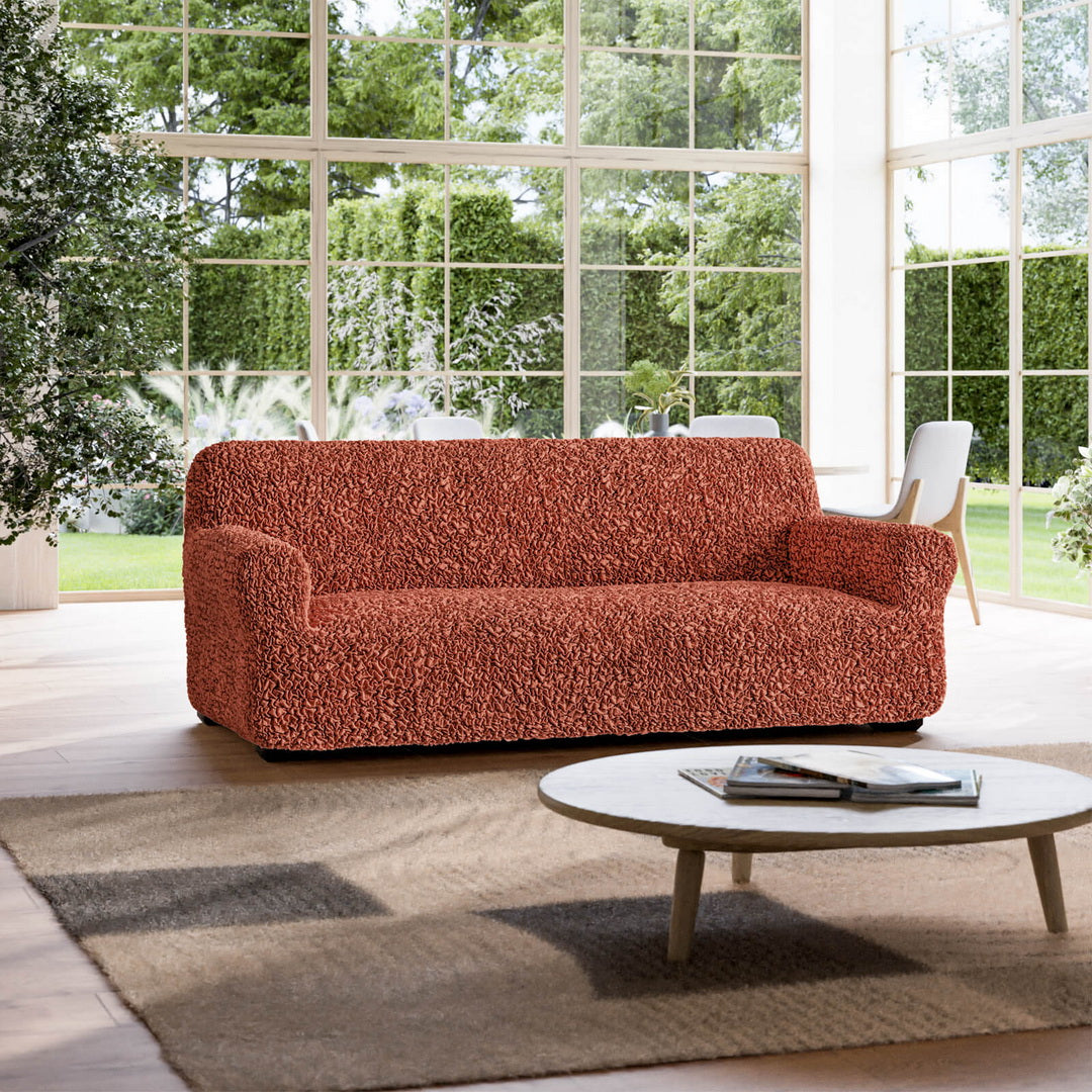 Algodon Organico - Funda Sofa 3 cuerpos Terracota