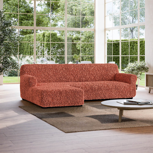 Algodon Organico - Funda Sofa L Izquierdo Terracota