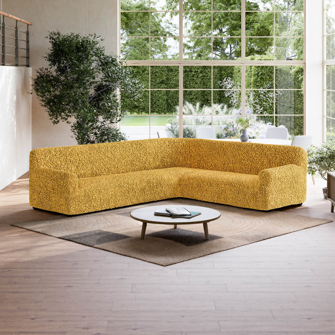 Algodon Organico - Funda Sofa Esquinero Mostaza