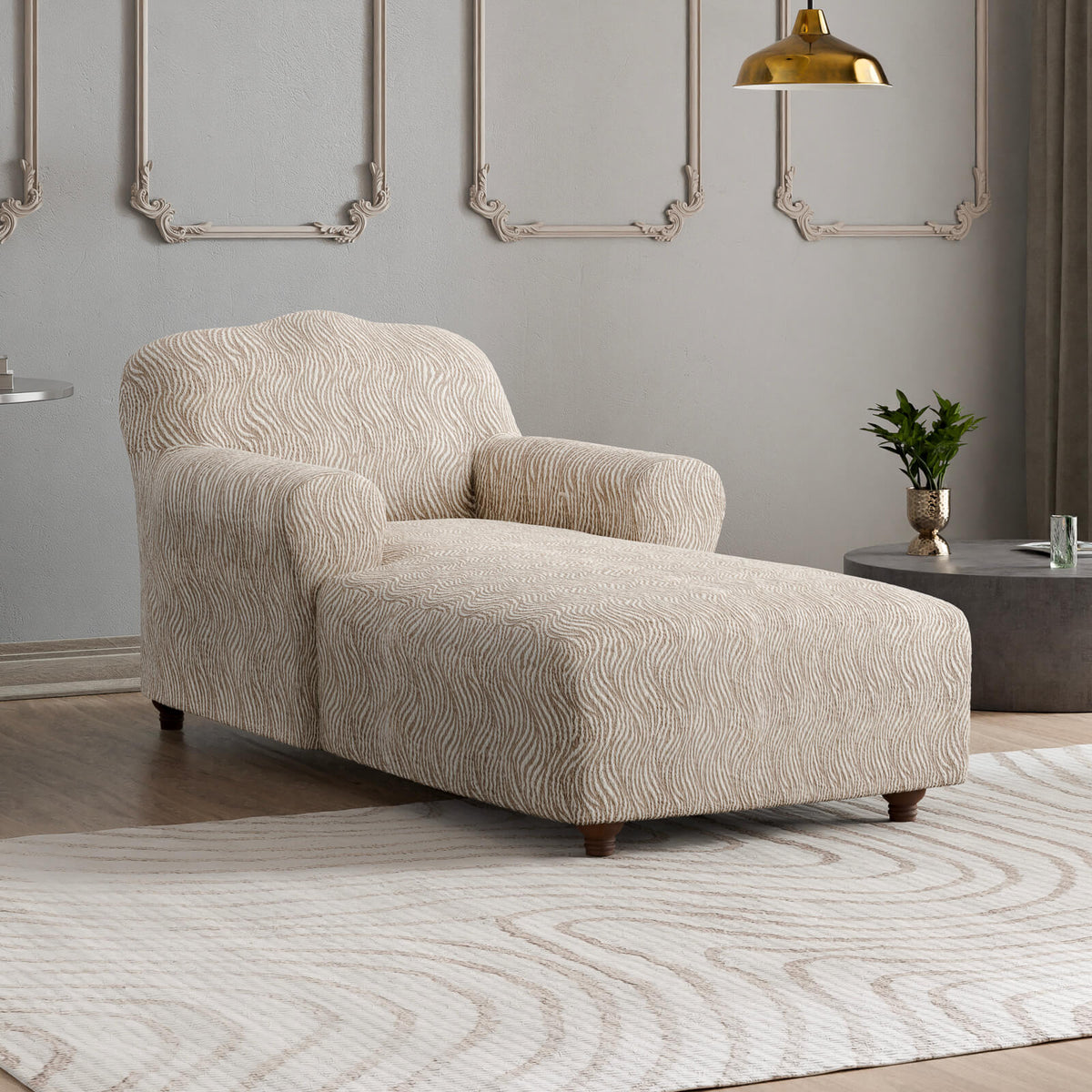 Jacquard 3D - Funda Chaise Lounge Beige Vento