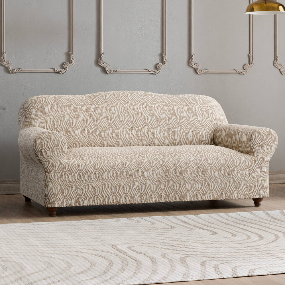 Jacquard 3D - Funda Sofa 3 cuerpos Beige Vento