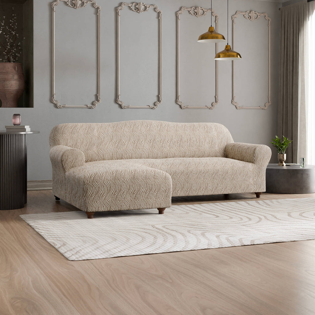 Jacquard 3D - Funda Sofa L Izquierdo Beige Vento