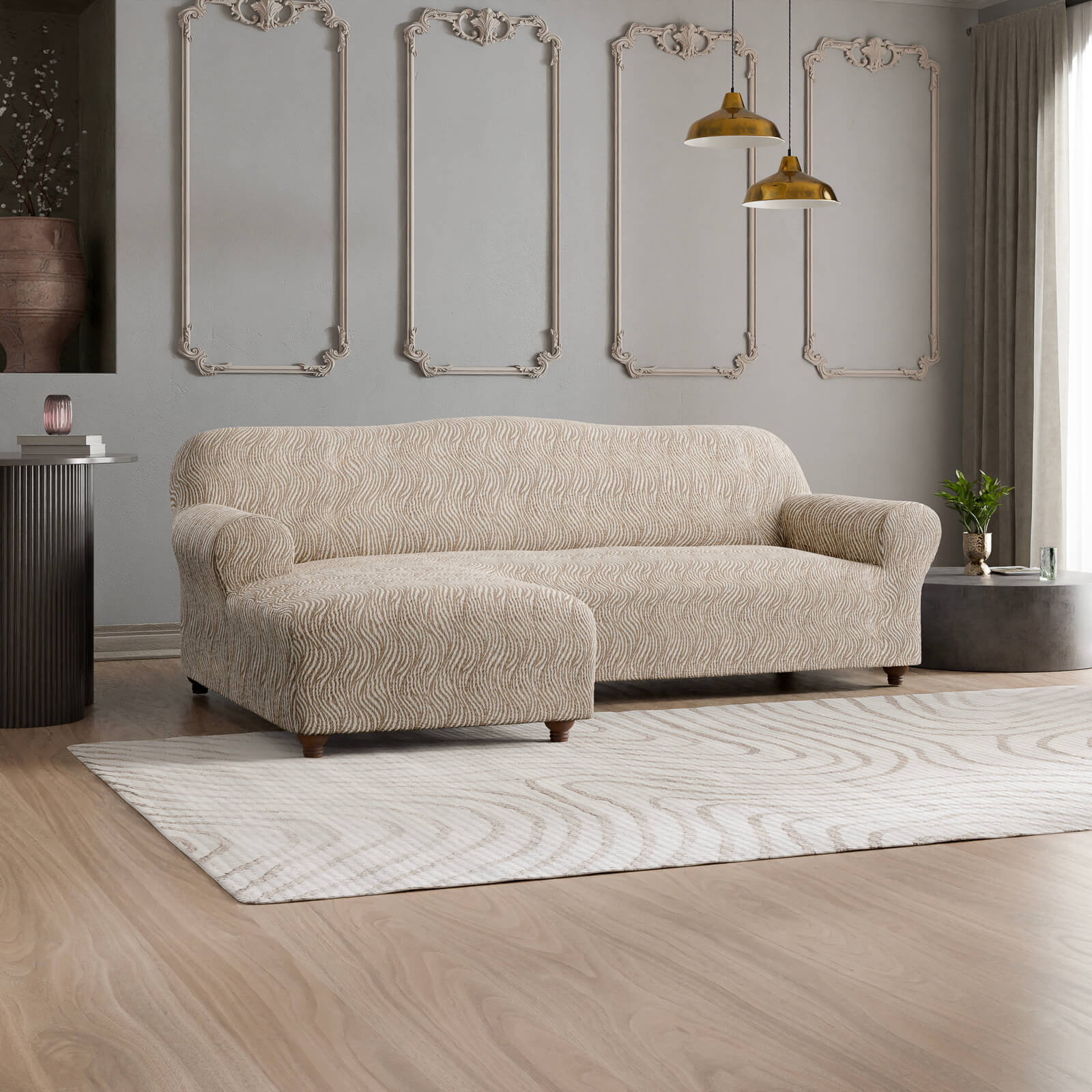 Jacquard 3D - Funda Sofa L Izquierdo Beige Vento