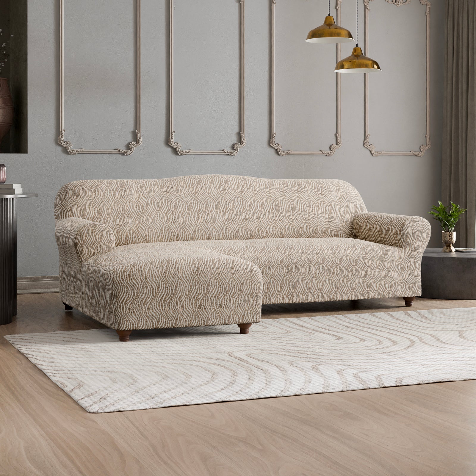Jacquard 3D - Funda Sofa L Izquierdo Beige Vento
