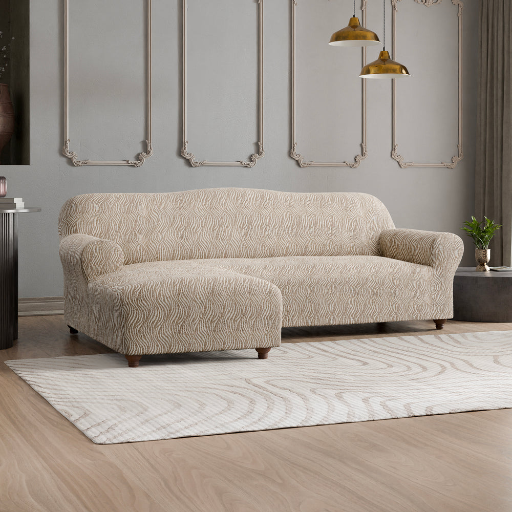 Jacquard 3D - Funda Sofa L Izquierdo Beige Vento