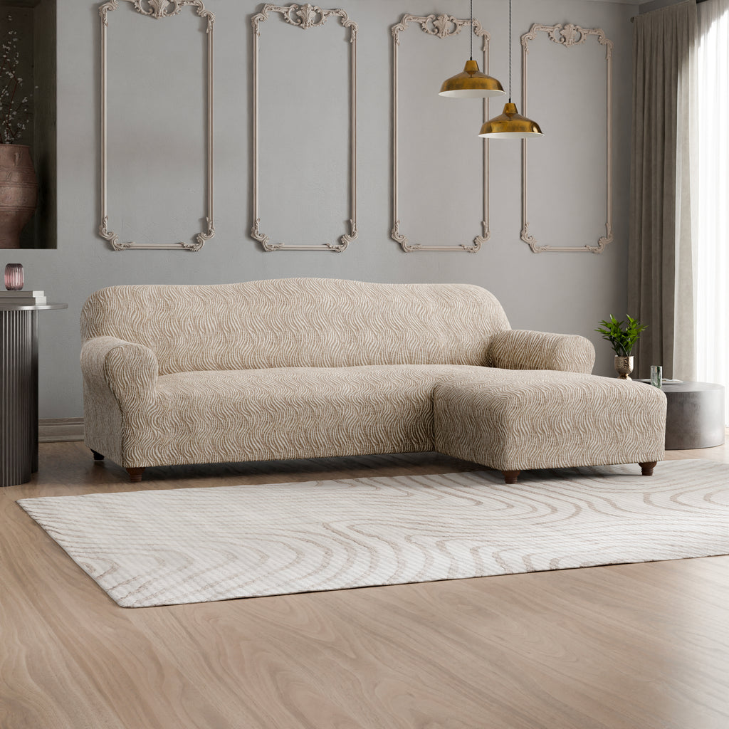Jacquard 3D - Funda Sofa L Derecho Beige Vento