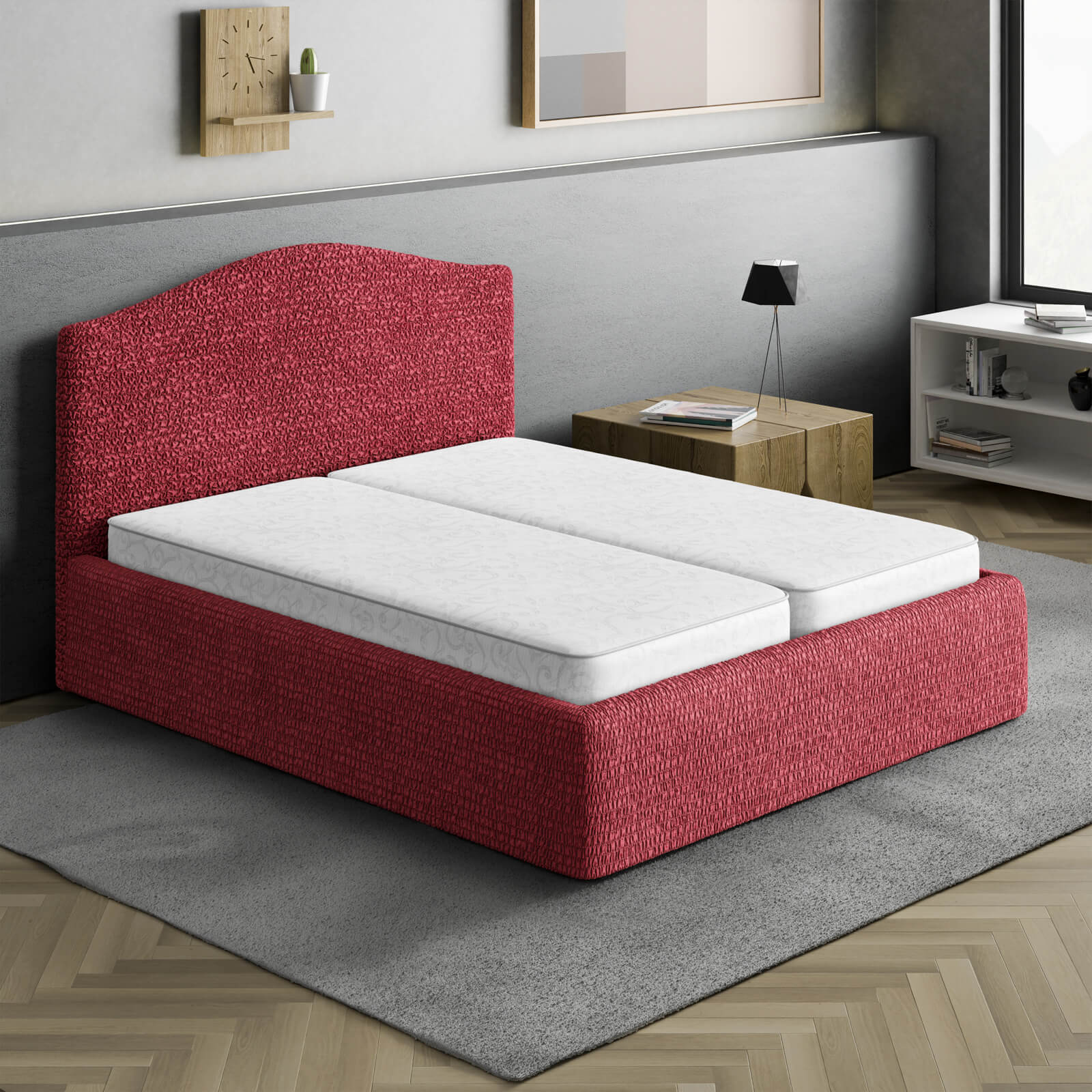 Microfibra - Funda Cama 2 Plazas Bordeaux