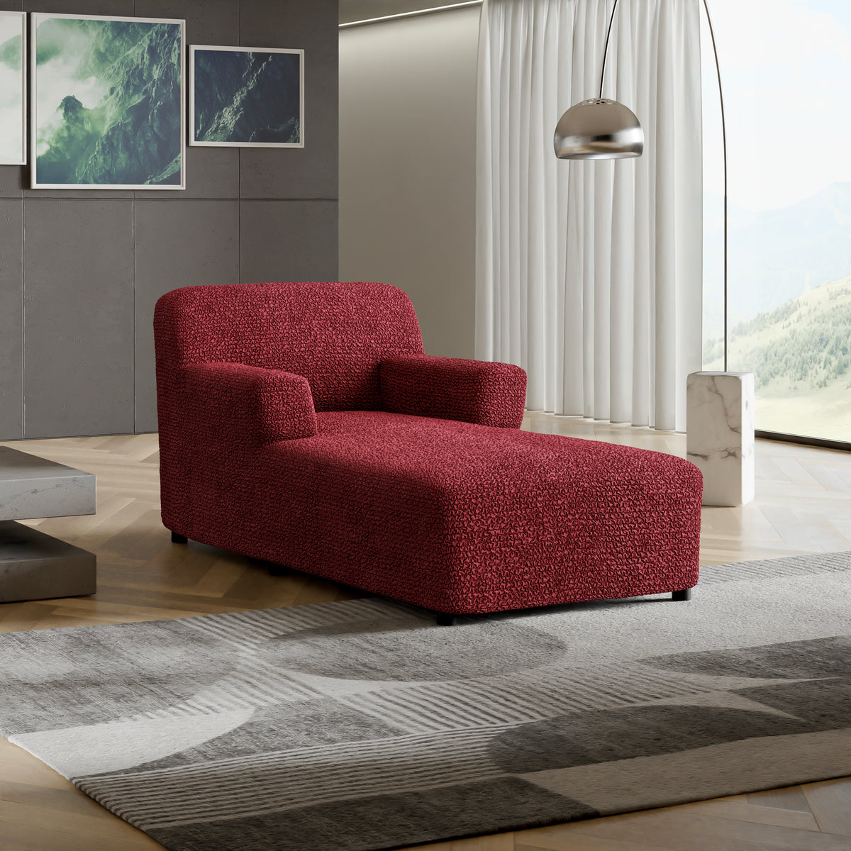 Microfibra - Funda Chaise Lounge Bordeaux