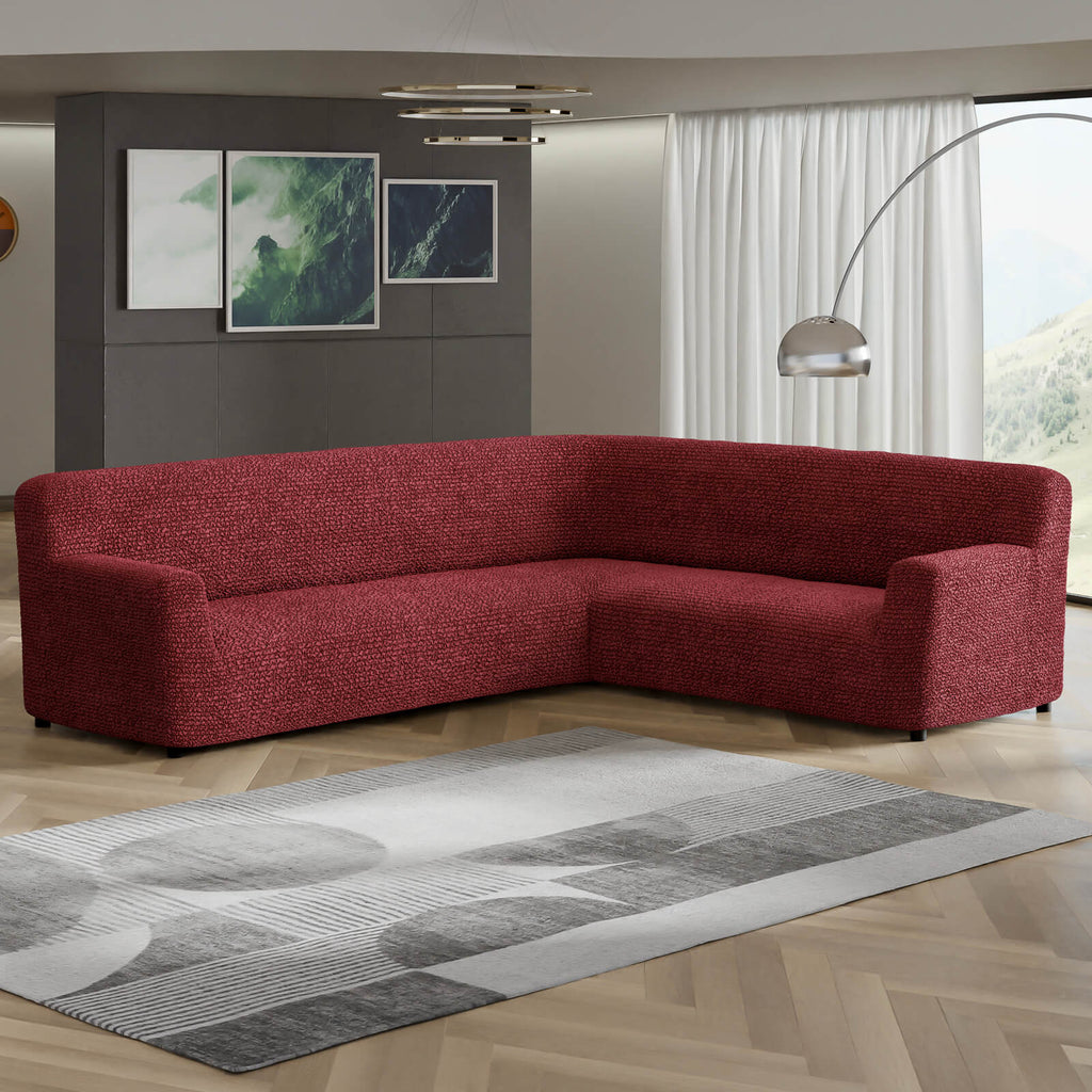 Microfibra - Funda Sofa Esquinero Bordeaux
