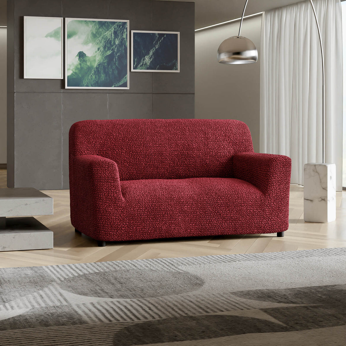 Microfibra - Funda Sofa 2 cuerpos Bordeaux