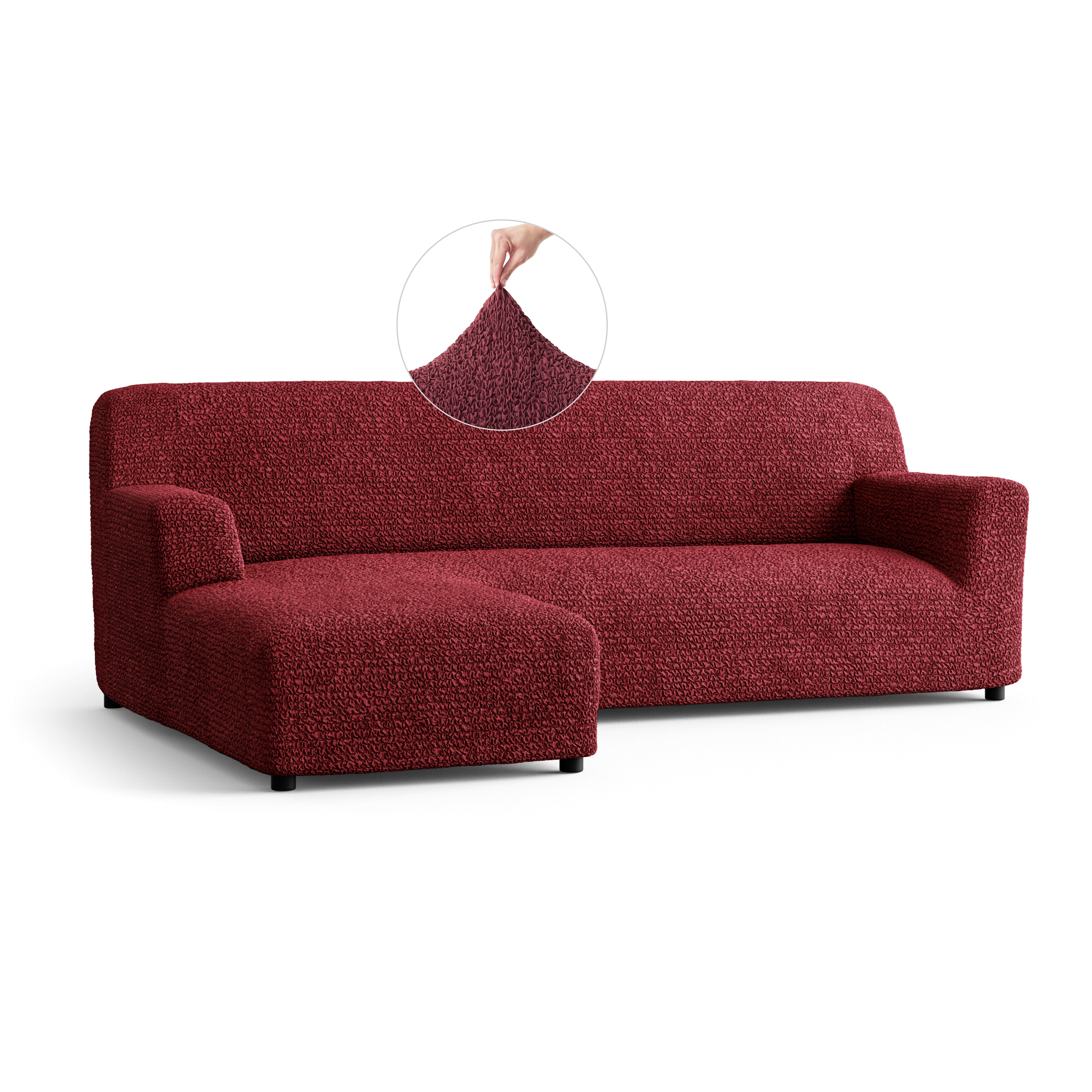 Microfibra - Funda Sofa L Izquierdo Bordeaux