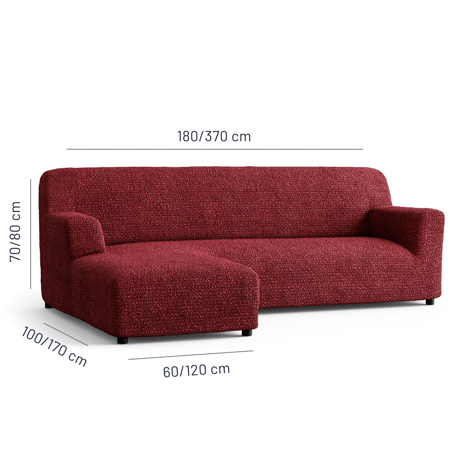 Microfibra - Funda Sofa L Izquierdo Bordeaux
