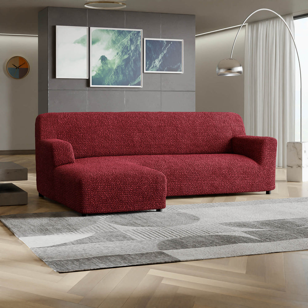 Microfibra - Funda Sofa L Izquierdo Bordeaux