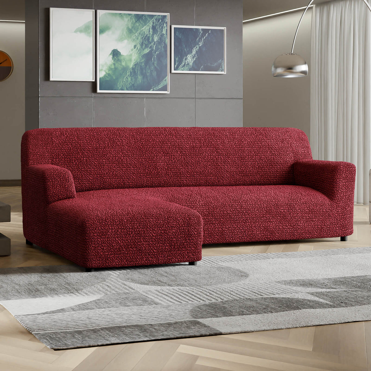 Microfibra - Funda Sofa L Izquierdo Bordeaux