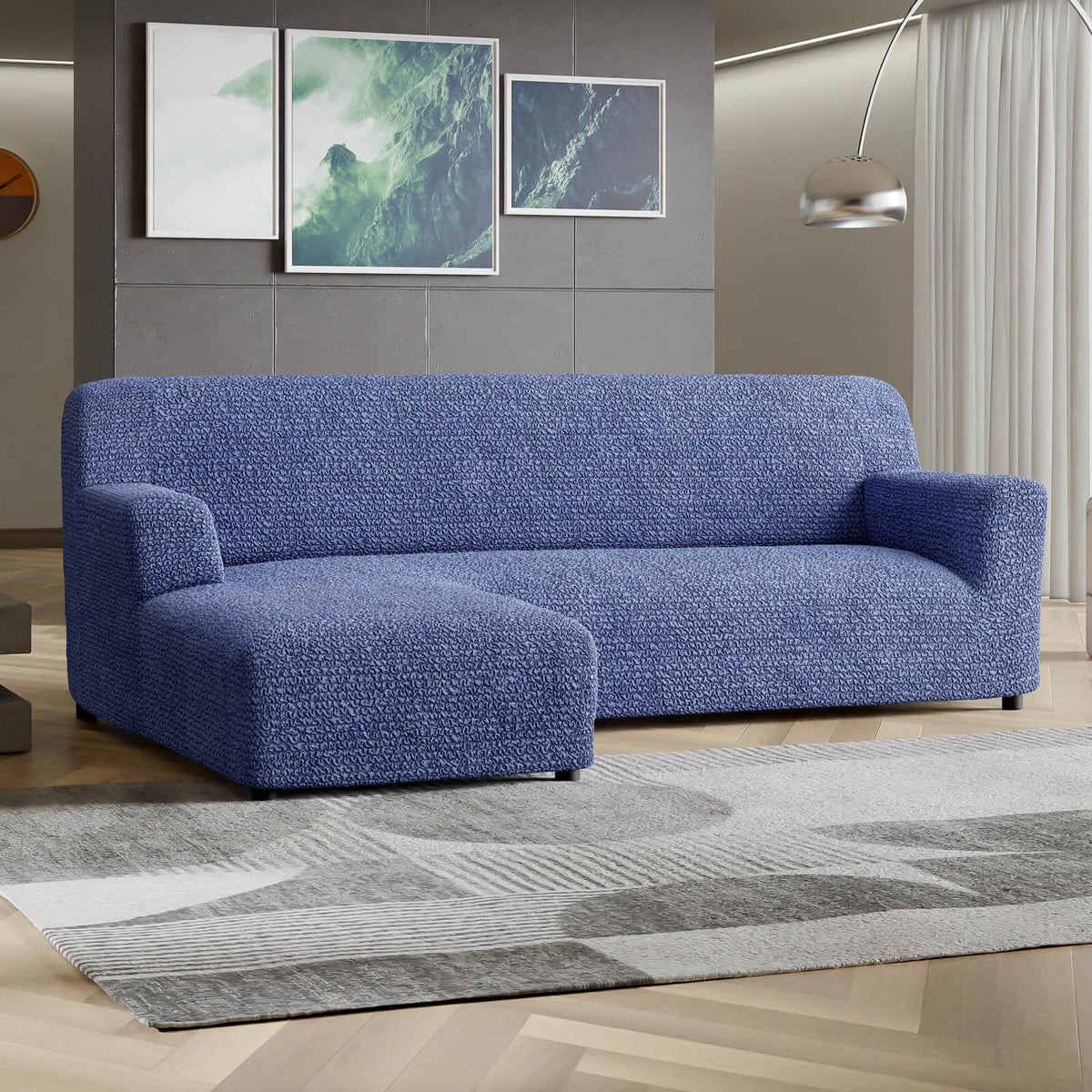 Microfibra - Funda Sofa L Izquierdo Blue