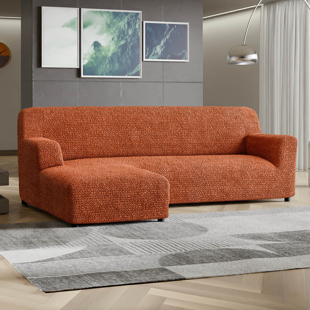 Microfibra - Funda Sofa L Izquierdo Terracota