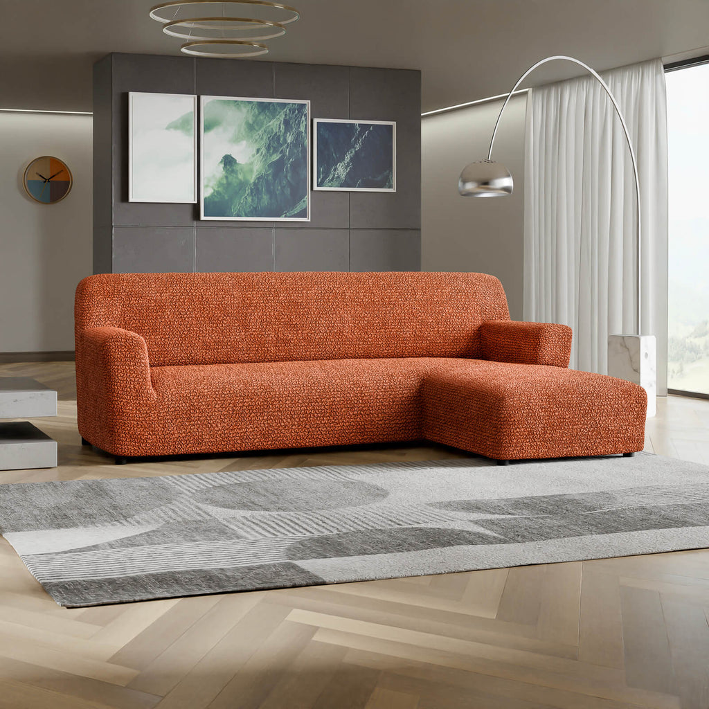 Microfibra - Funda Sofa L Derecho Terracota