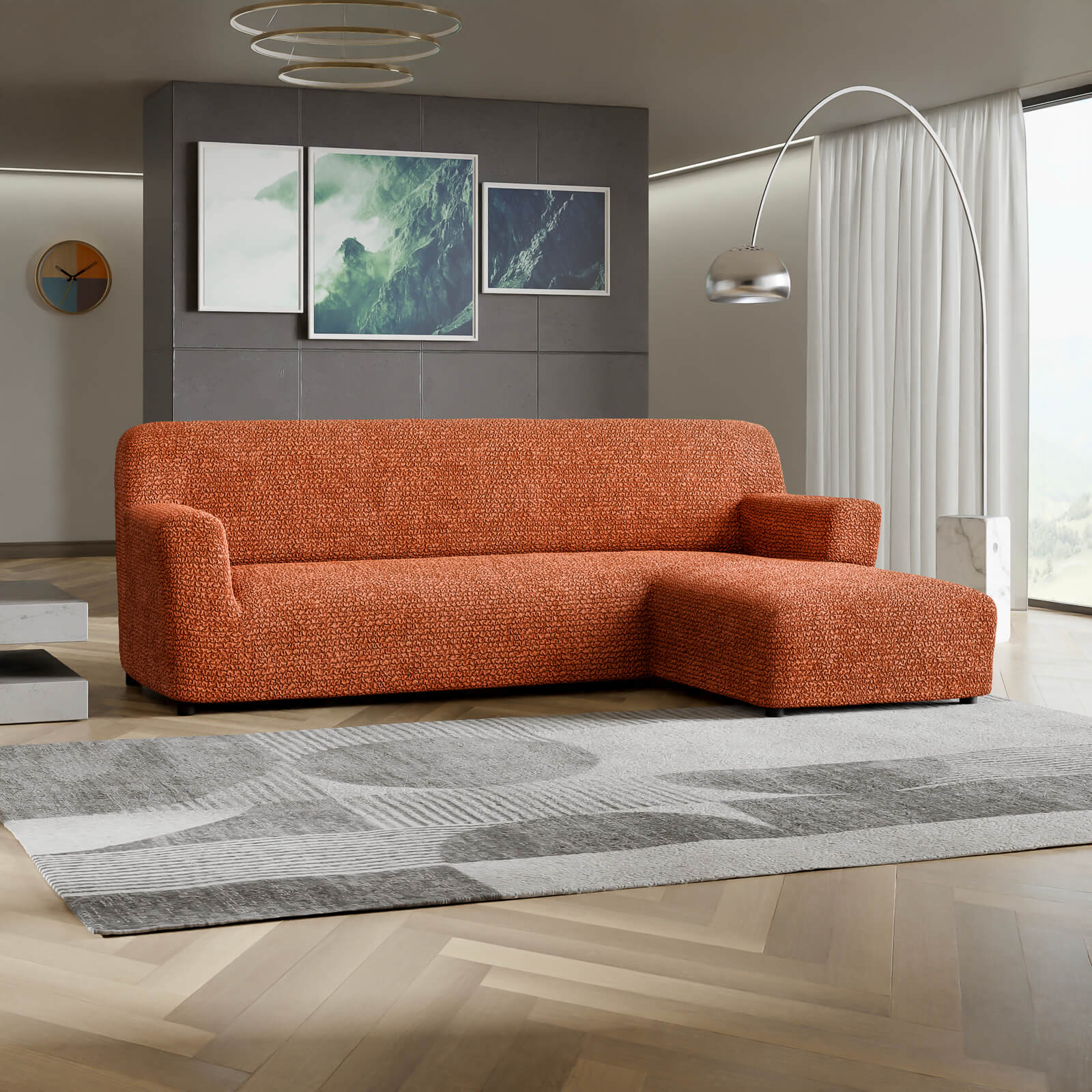 Microfibra - Funda Sofa L Derecho Terracota