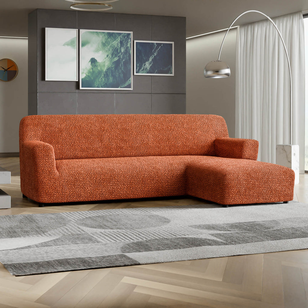 Microfibra - Funda Sofa L Derecho Terracota
