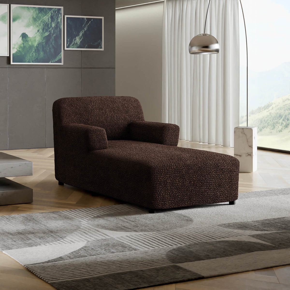 Microfibra - Funda Chaise Lounge Dark Chocolate
