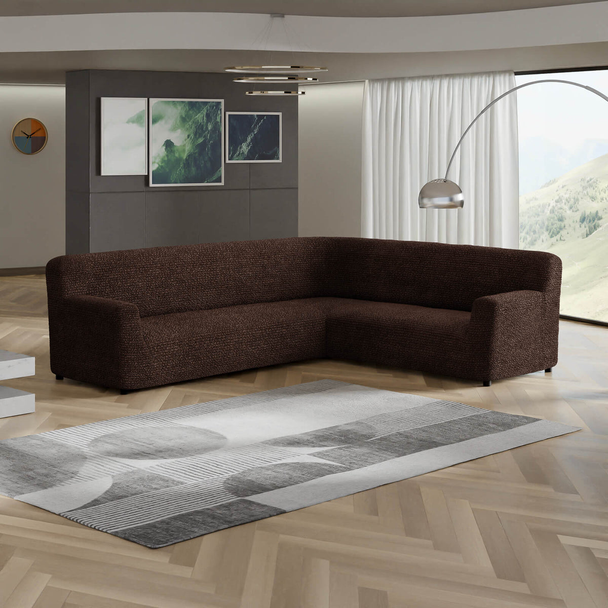 Microfibra - Funda Sofa Esquinero Dark Chocolate