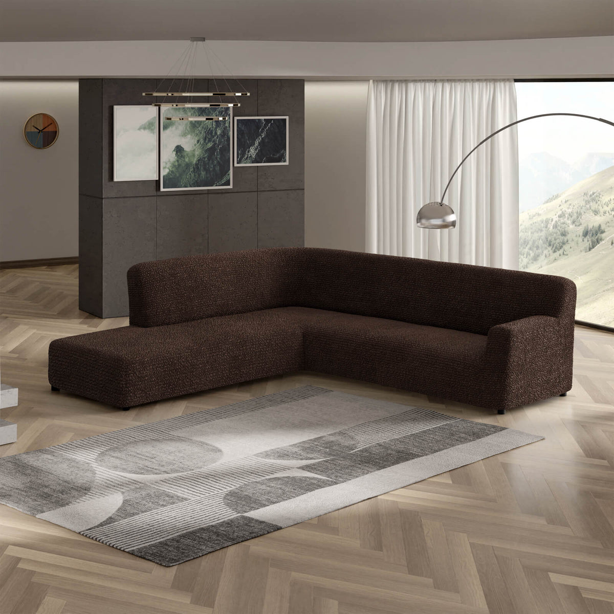 Microfibra - Funda Sofa L Izquierdo Dark Chocolate