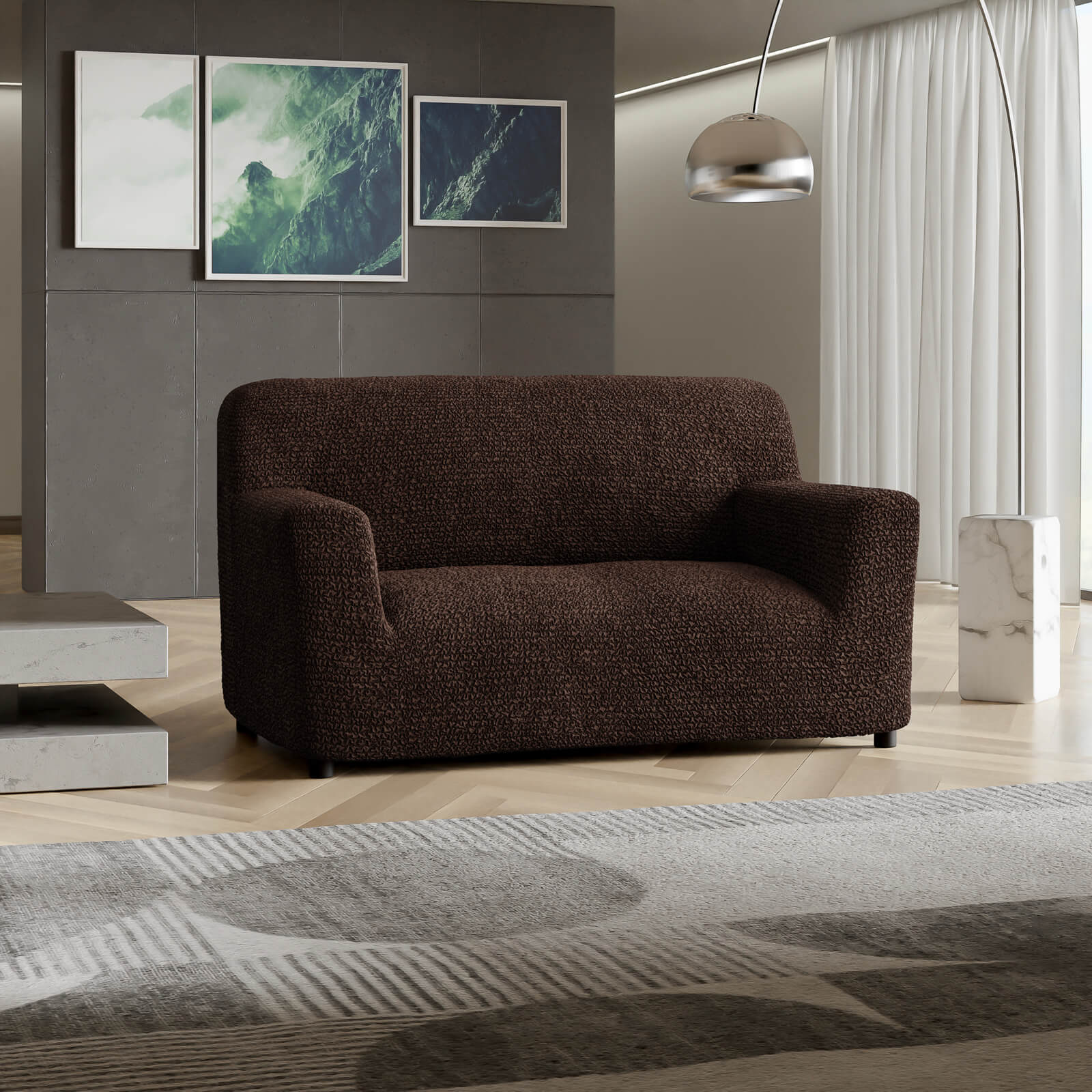 Microfibra - Funda Sofa 2 cuerpos Dark Chocolate