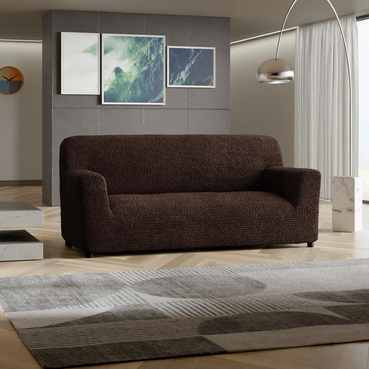 Microfibra - Funda Sofa 3 cuerpos Dark Chocolate