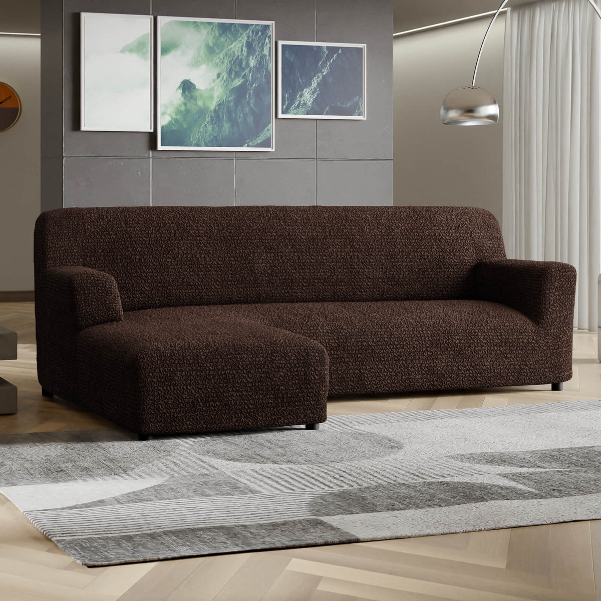 Microfibra - Funda Sofa L Izquierdo Dark Chocolate