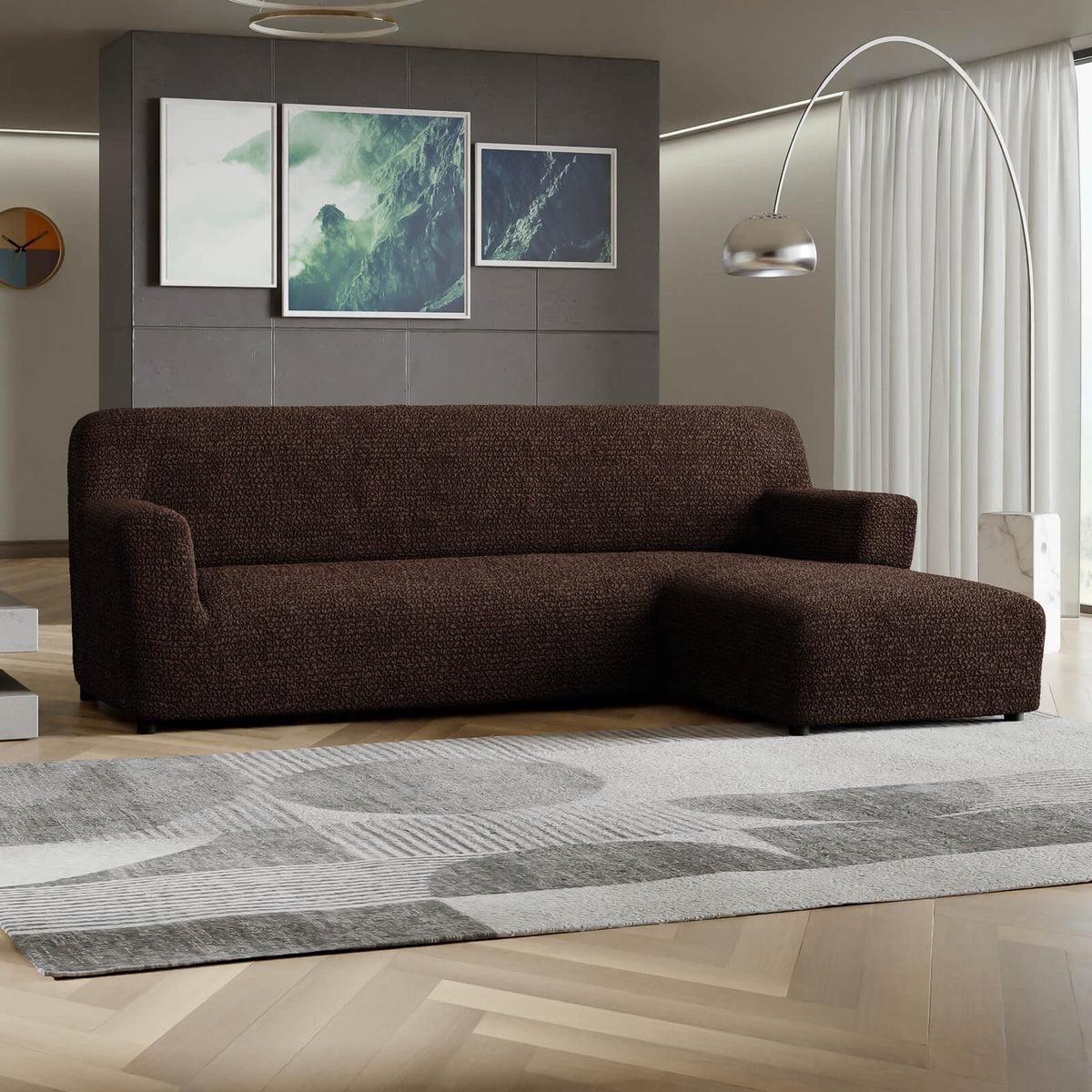 Microfibra - Funda Sofa L Derecho Dark Chocolate