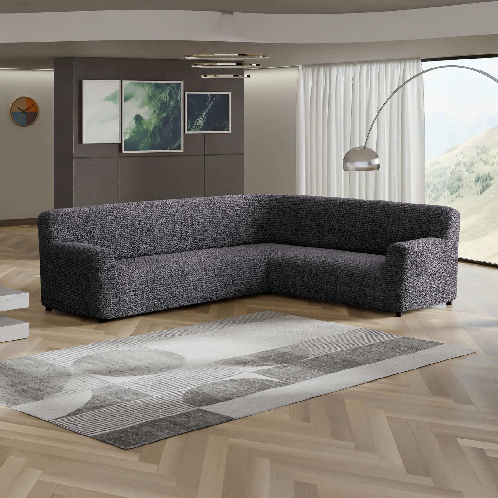 Microfibra - Funda Sofa Esquinero Charcoal