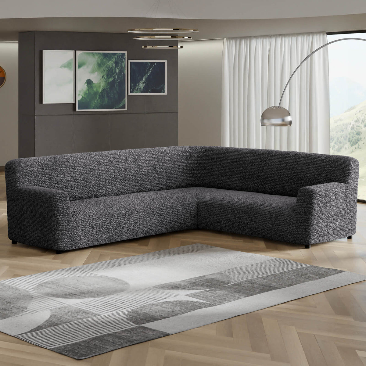 Microfibra - Funda Sofa Esquinero Charcoal