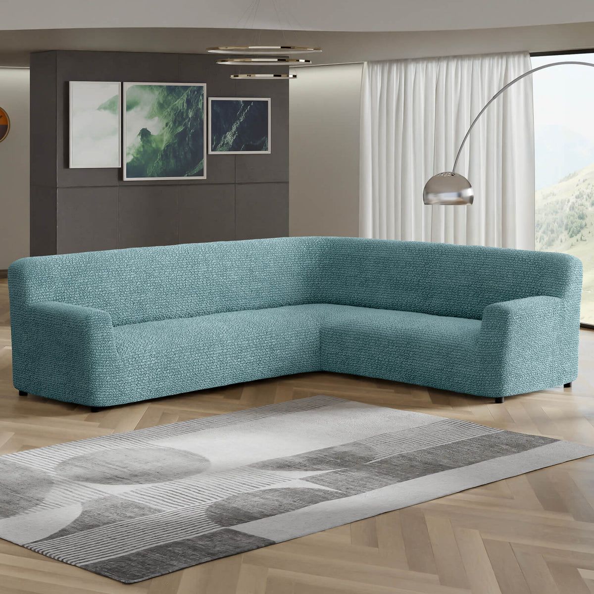 Microfibra - Funda Sofa Esquinero Green Emerald