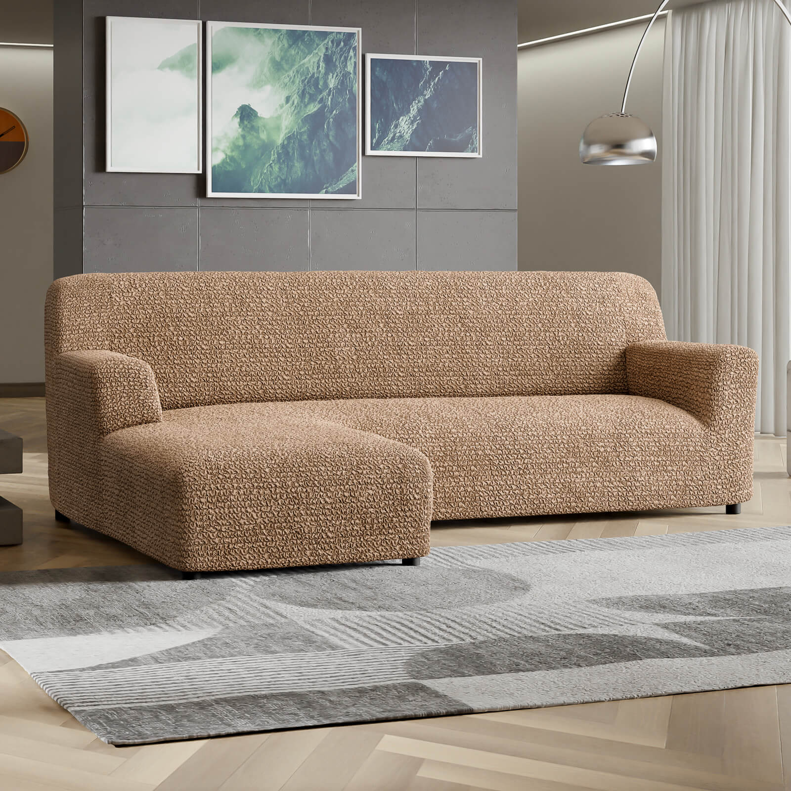 Microfibra - Funda Sofa L Izquierdo Camel