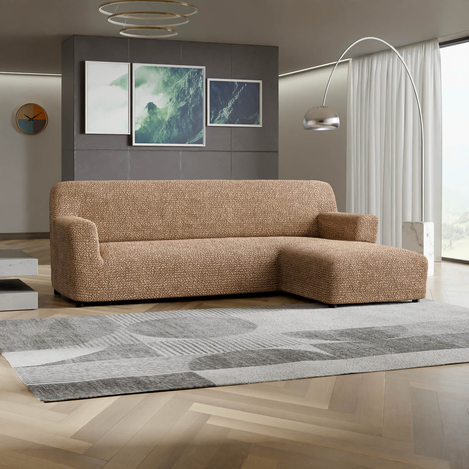 Microfibra - Funda Sofa L Derecho Camel