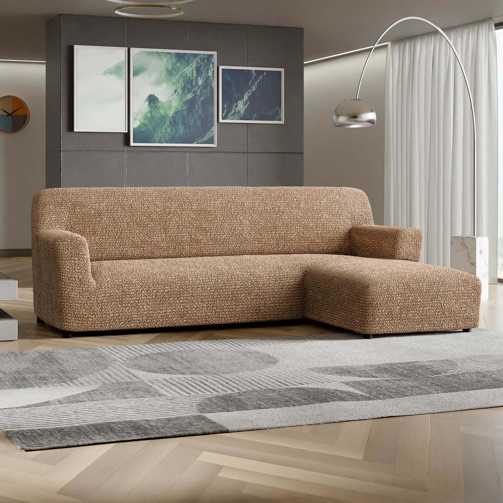 Microfibra - Funda Sofa L Derecho Camel