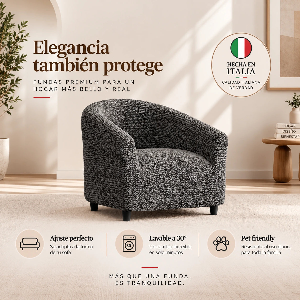 Microfibra - Funda Poltrona Charcoal
