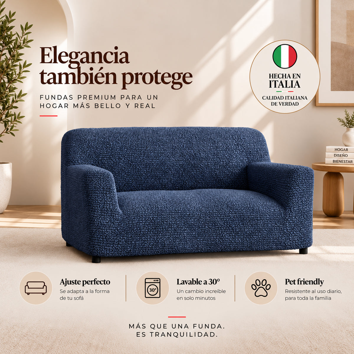 Microfibra - Funda Sofa 2 cuerpos Blue Navy