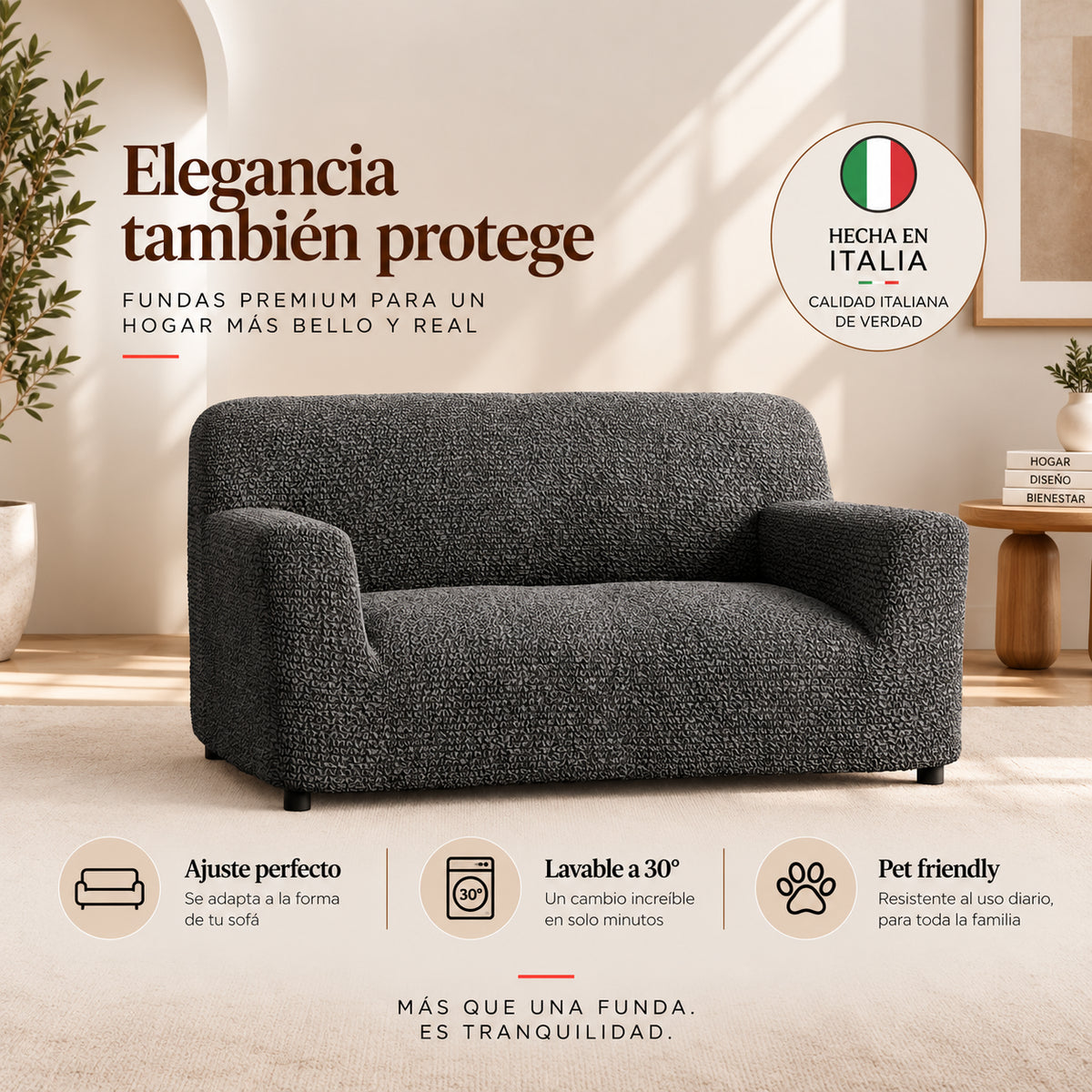 Microfibra - Funda Sofa 2 cuerpos Charcoal