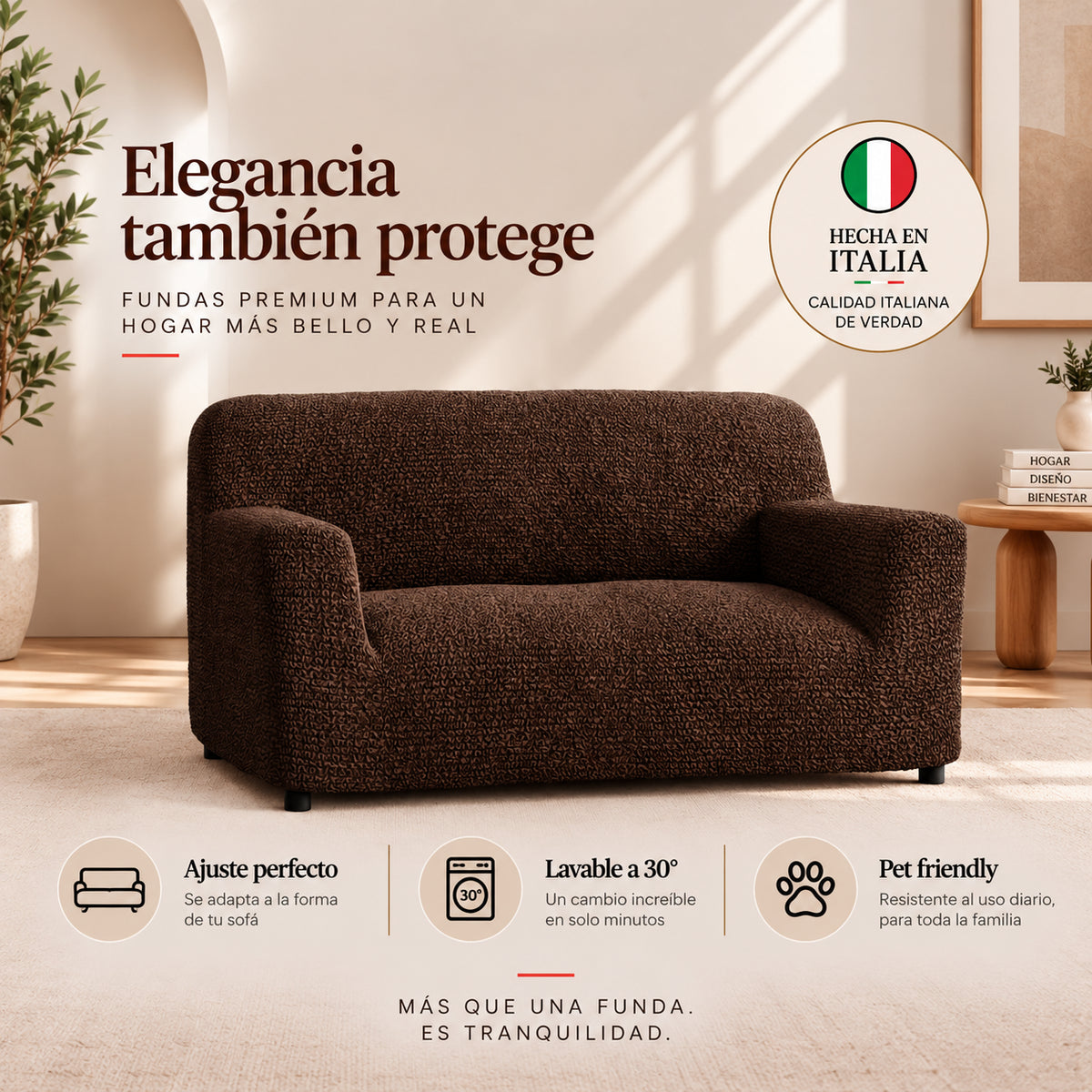 Microfibra - Funda Sofa 2 cuerpos Dark Chocolate